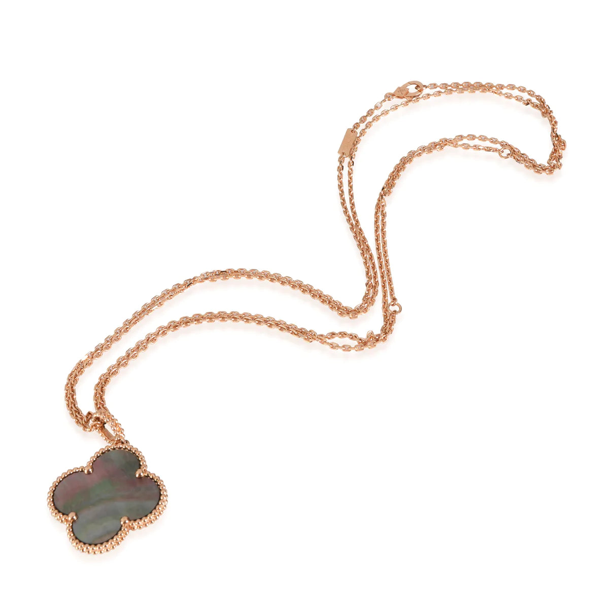 CLOVER 25MM GOLD DARK MOP BIG CLOVER NECKLACE