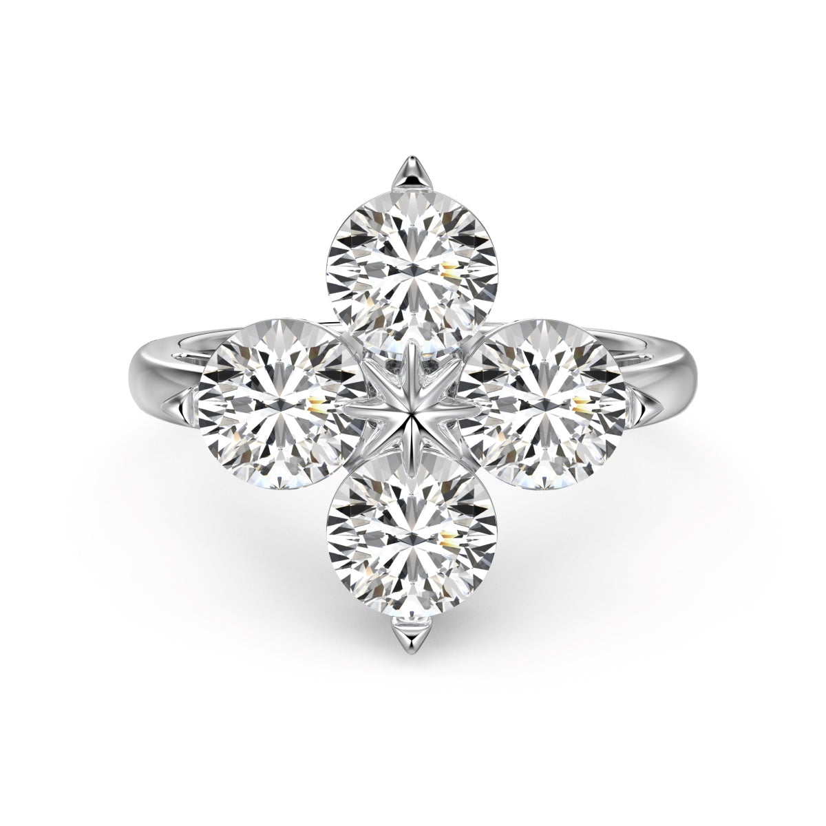 [XXX]Four-Leaf Clover Eight-Pointed Star Ring