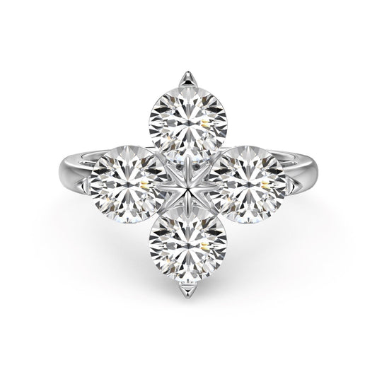 [XXX]Four-Leaf Clover Eight-Pointed Star Ring