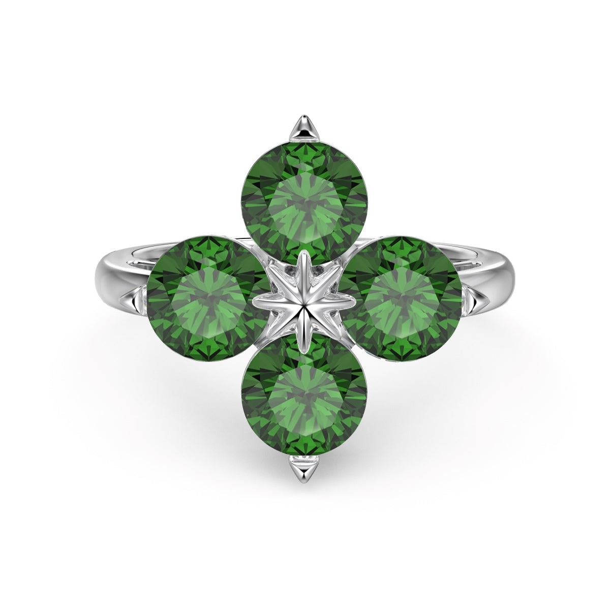 [XXX]Four-Leaf Clover Eight-Pointed Star Ring