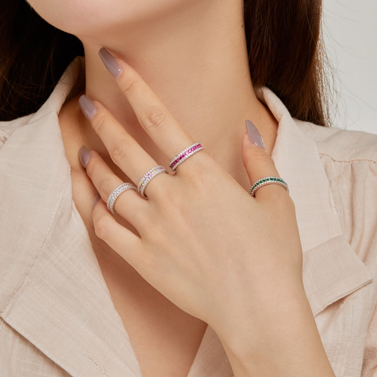 [XXX]Delicate Colorful Round Cut Daily Ring