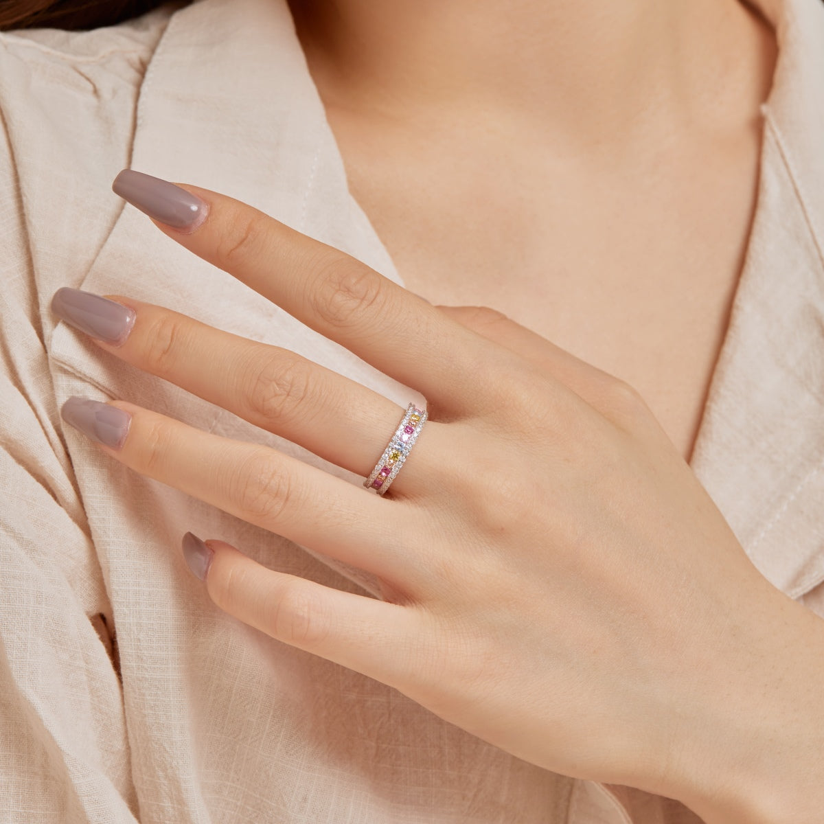 [XXX]Delicate Colorful Round Cut Daily Ring