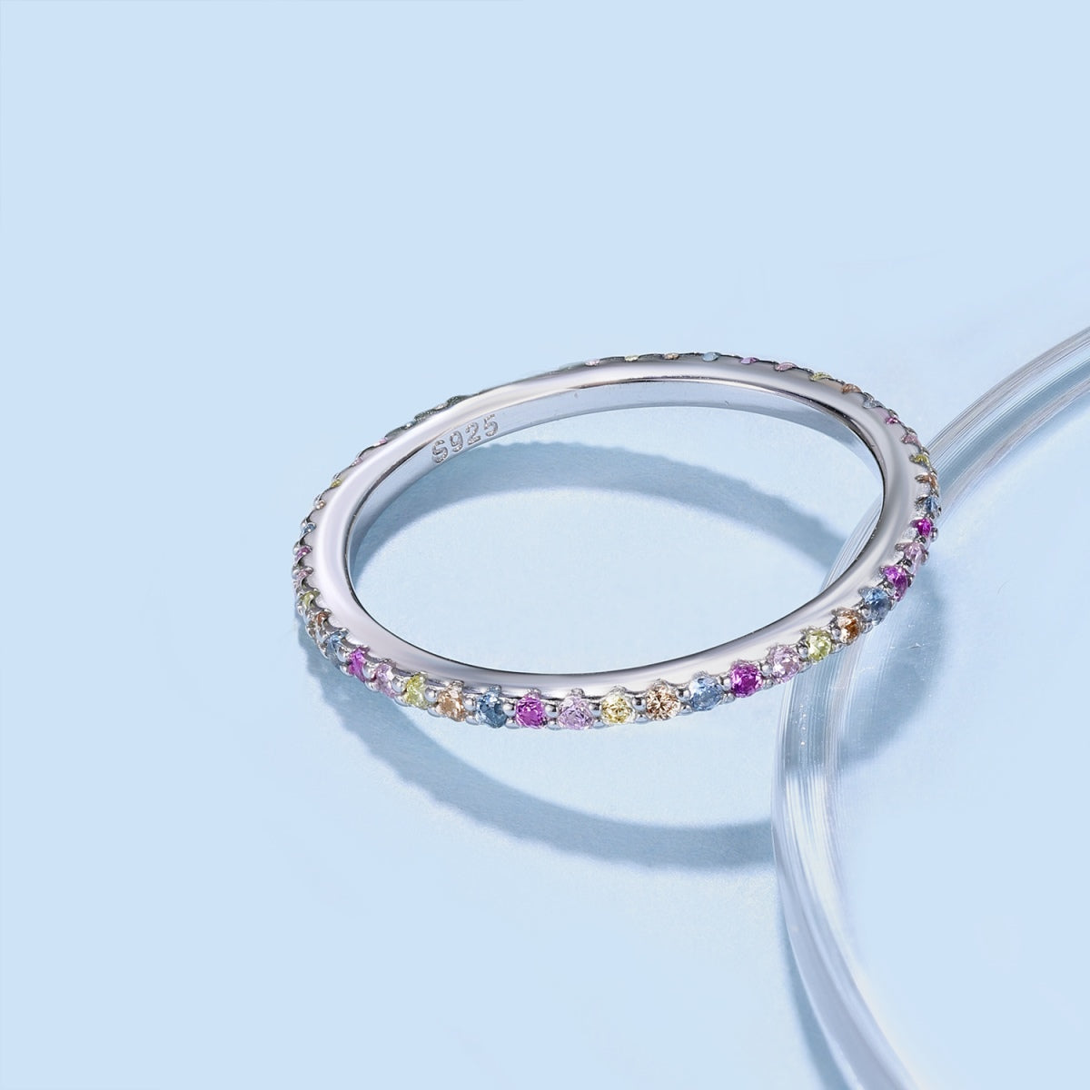 [XXX]Ornate Colorful Round Cut Tennis Ring