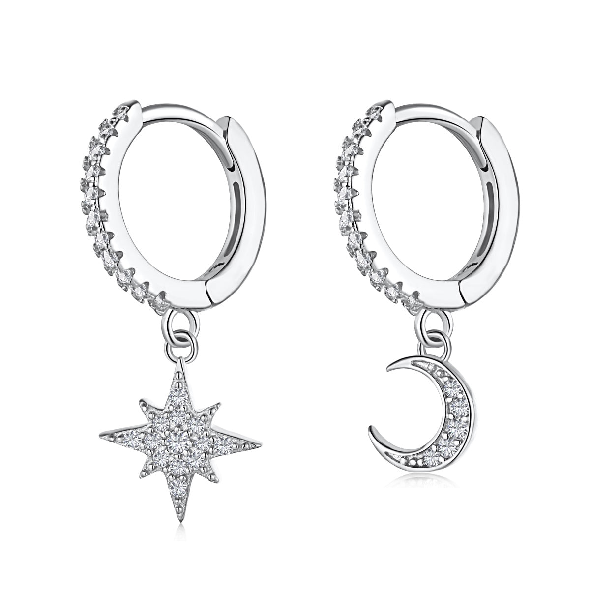 [XXX]Star and Moon Asymmetric Earrings