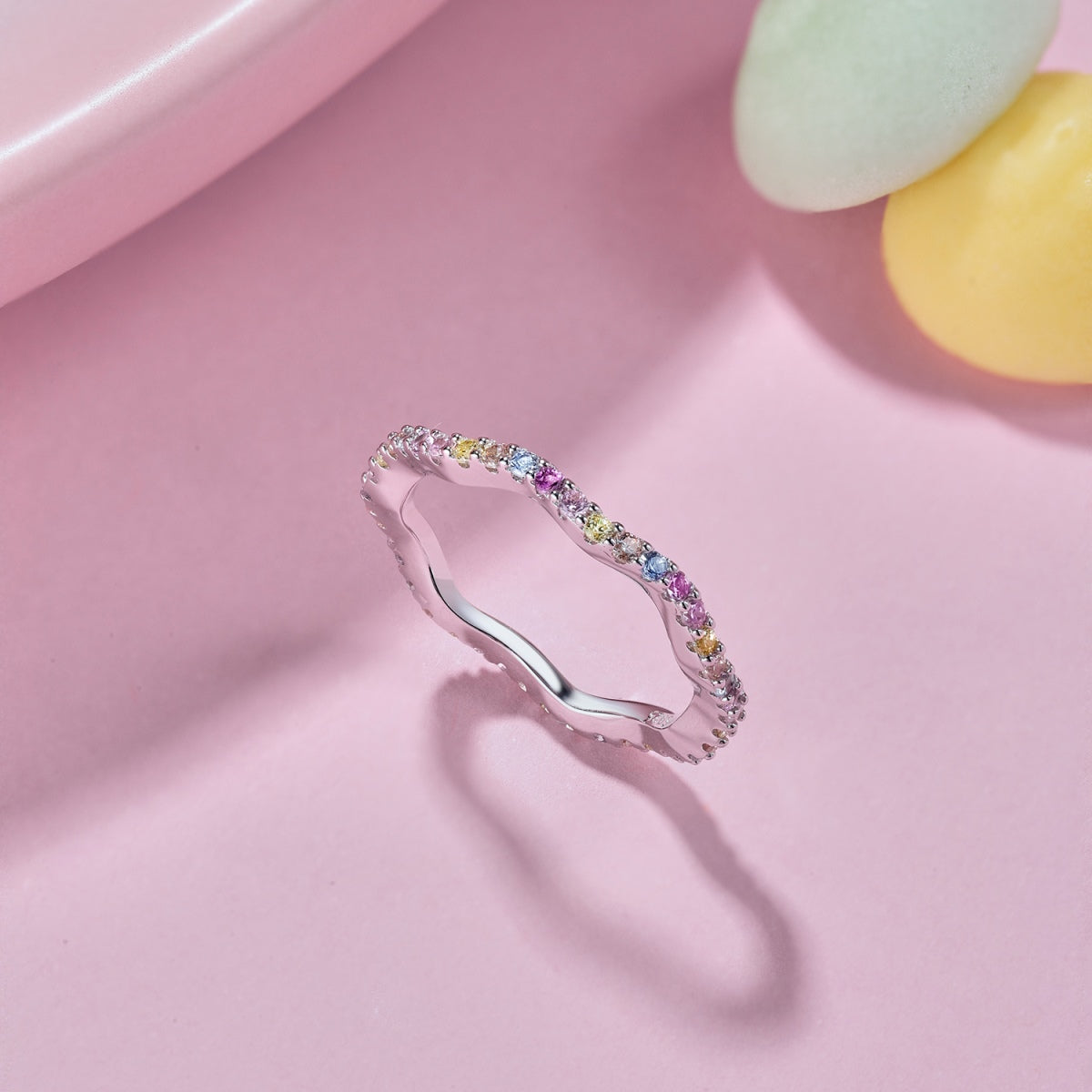 [XXX]Dainty Colorful Round Cut Party Ring