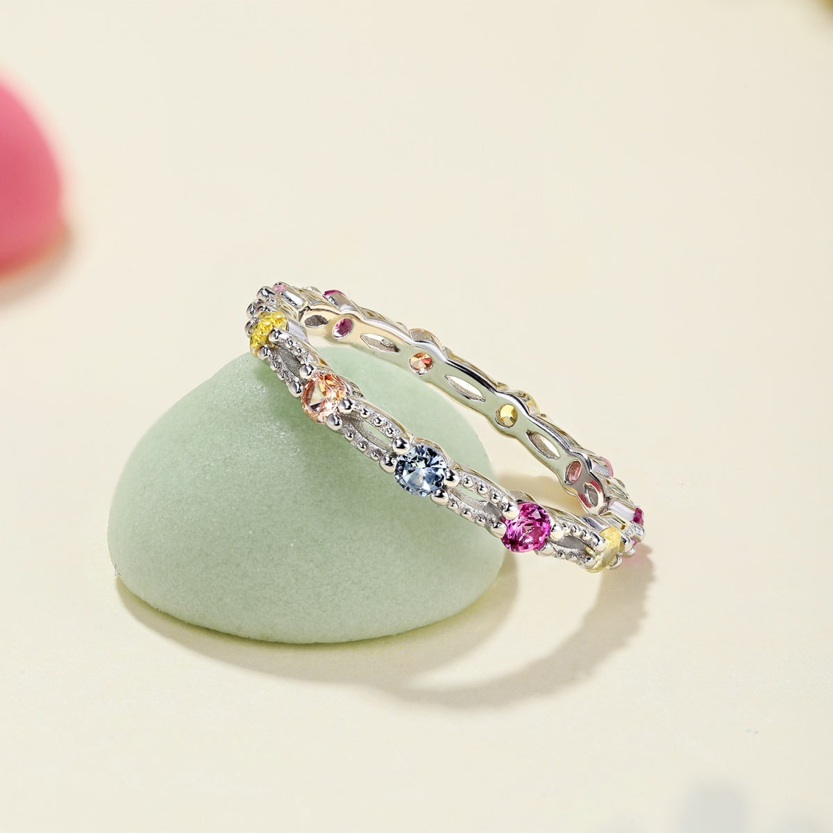 [XXX]Sparkling Colorful Round Cut Tennis Ring