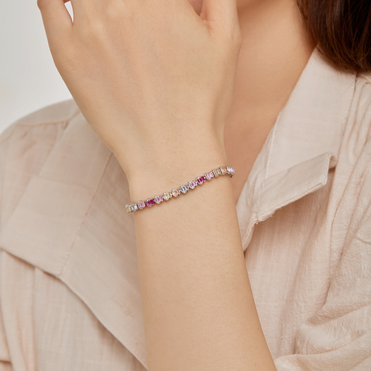 [XXX]Delicate Colorful Emerald Cut Party Bracelet