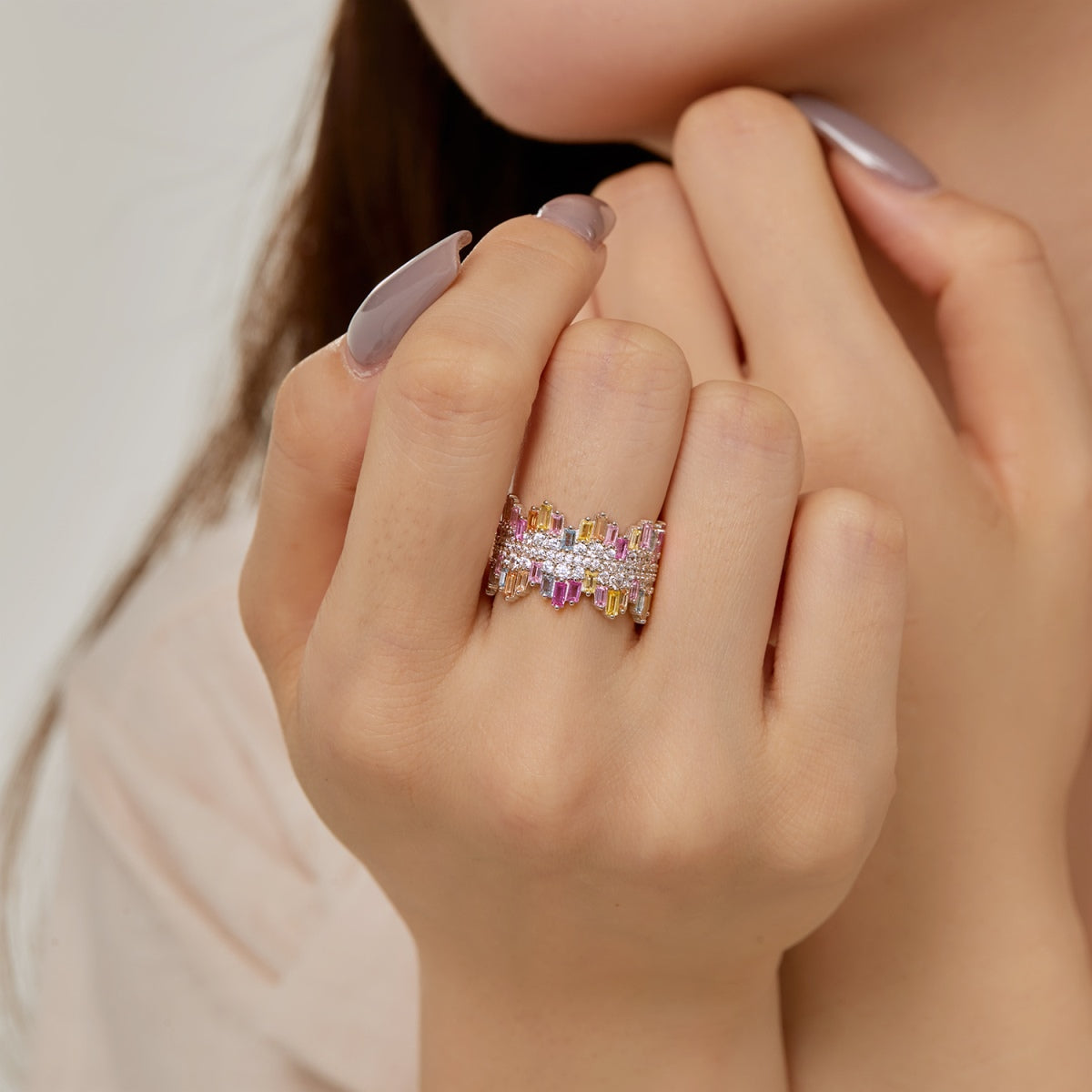 [XXX]Luxurious Colorful Radiant Cut Daily Ring