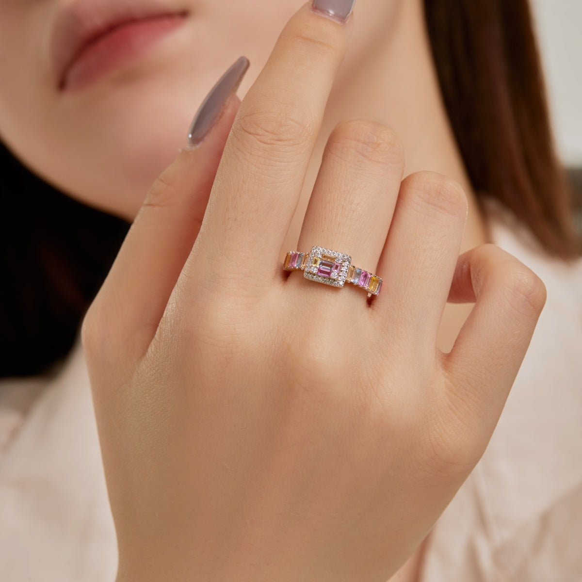 [XXX]Exquisite Colorful Radiant Cut Party Ring