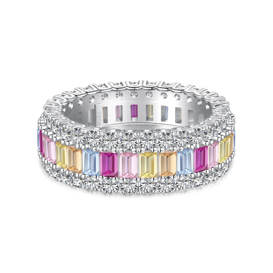 [XXX]Dainty Colorful Radiant Cut Daily Ring