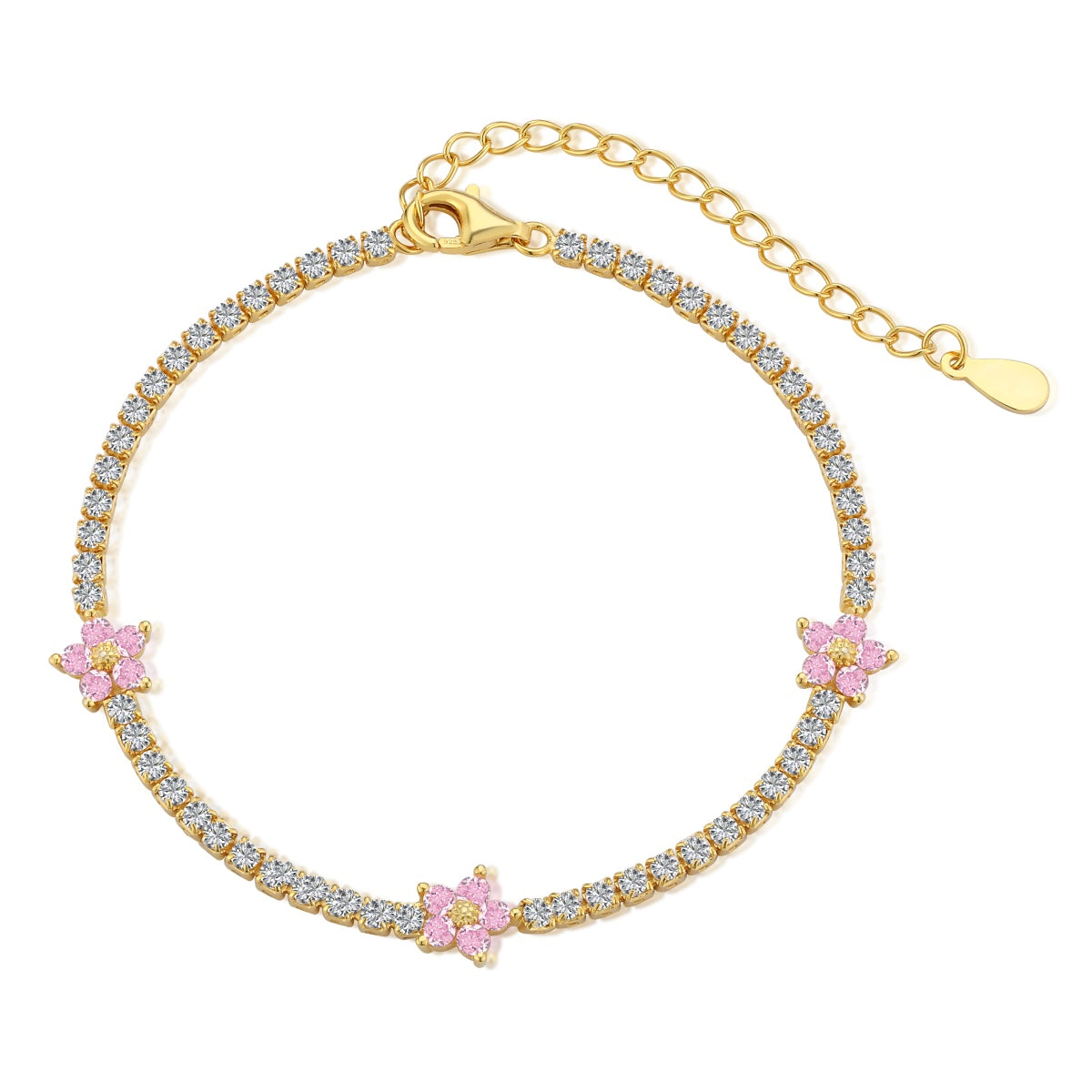 [XXX]Sparkling Flower Shape Tennis Bracelet