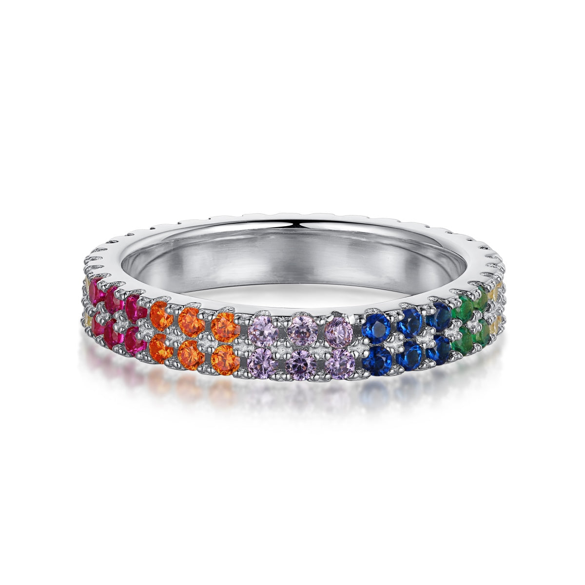 [XXX]Unique Colorful Round Cut Tennis Ring