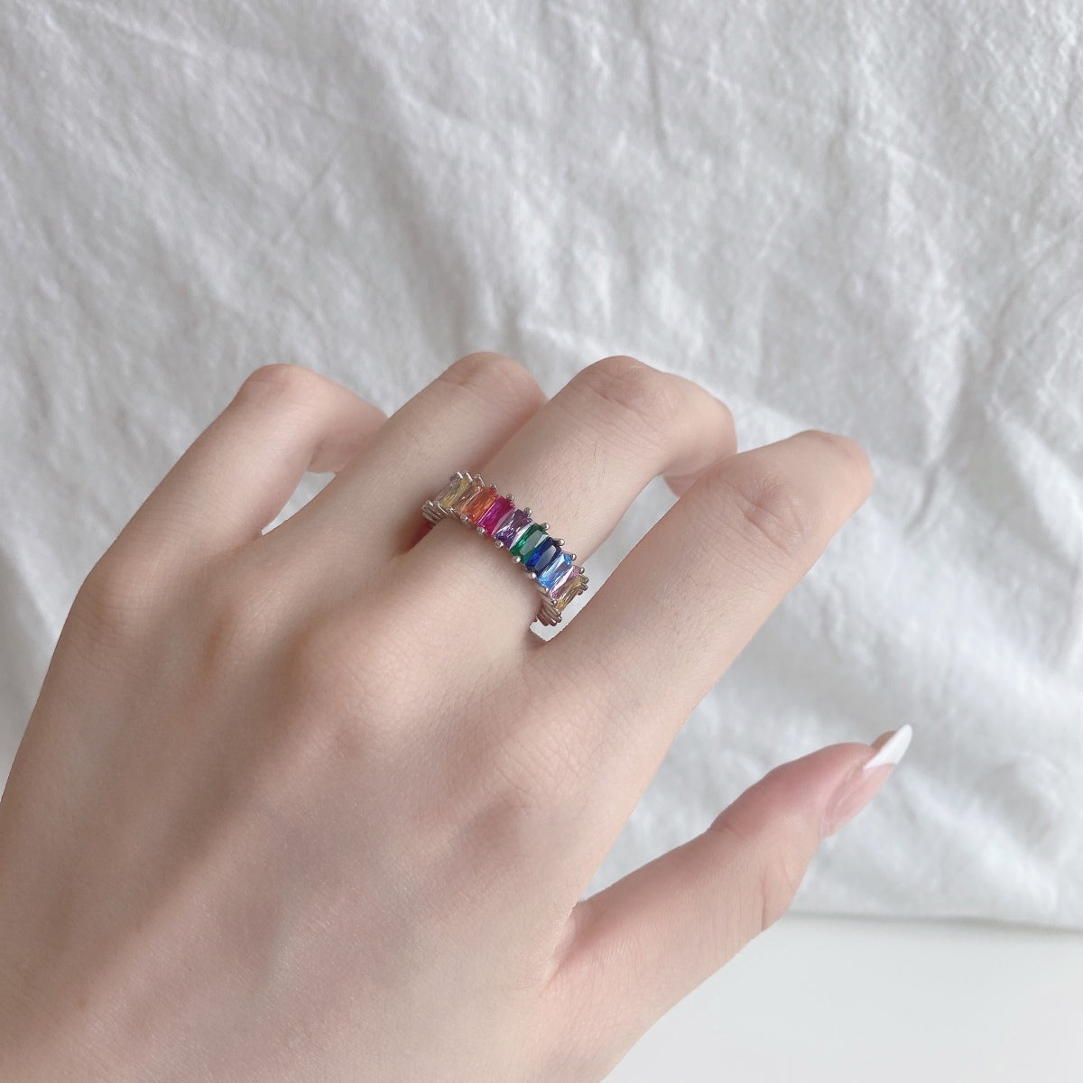 [XXX]Unique Colorful Radiant Cut RIng