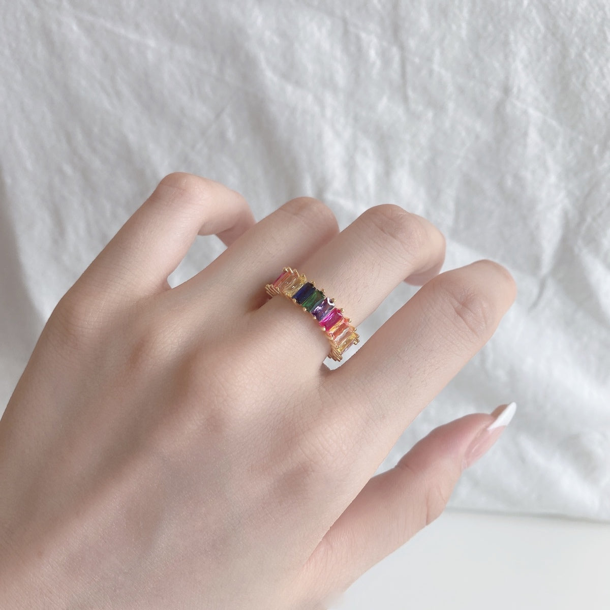 [XXX]Unique Colorful Radiant Cut RIng