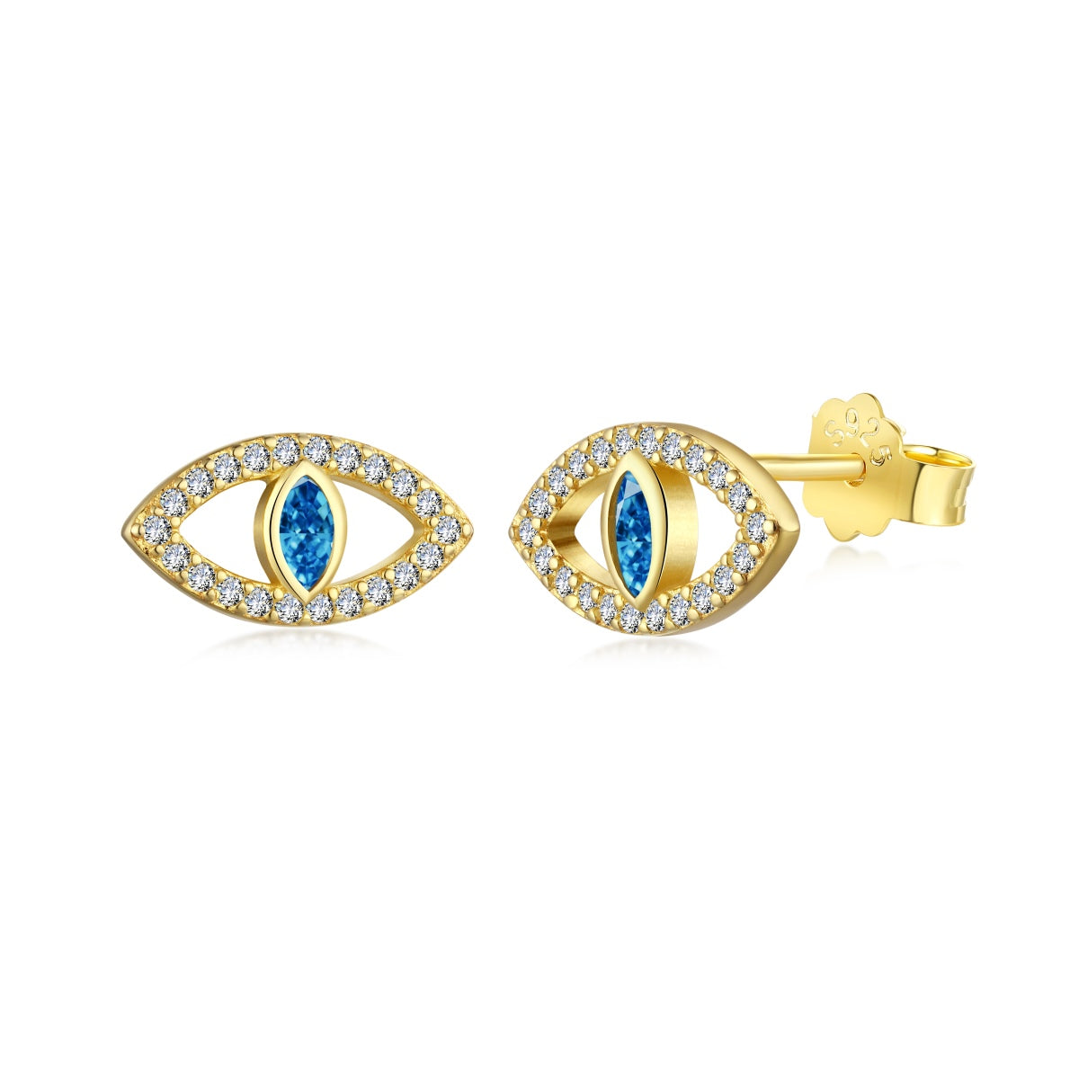 [XXX]Blue Devil Eyes Hollow Stud Earrings