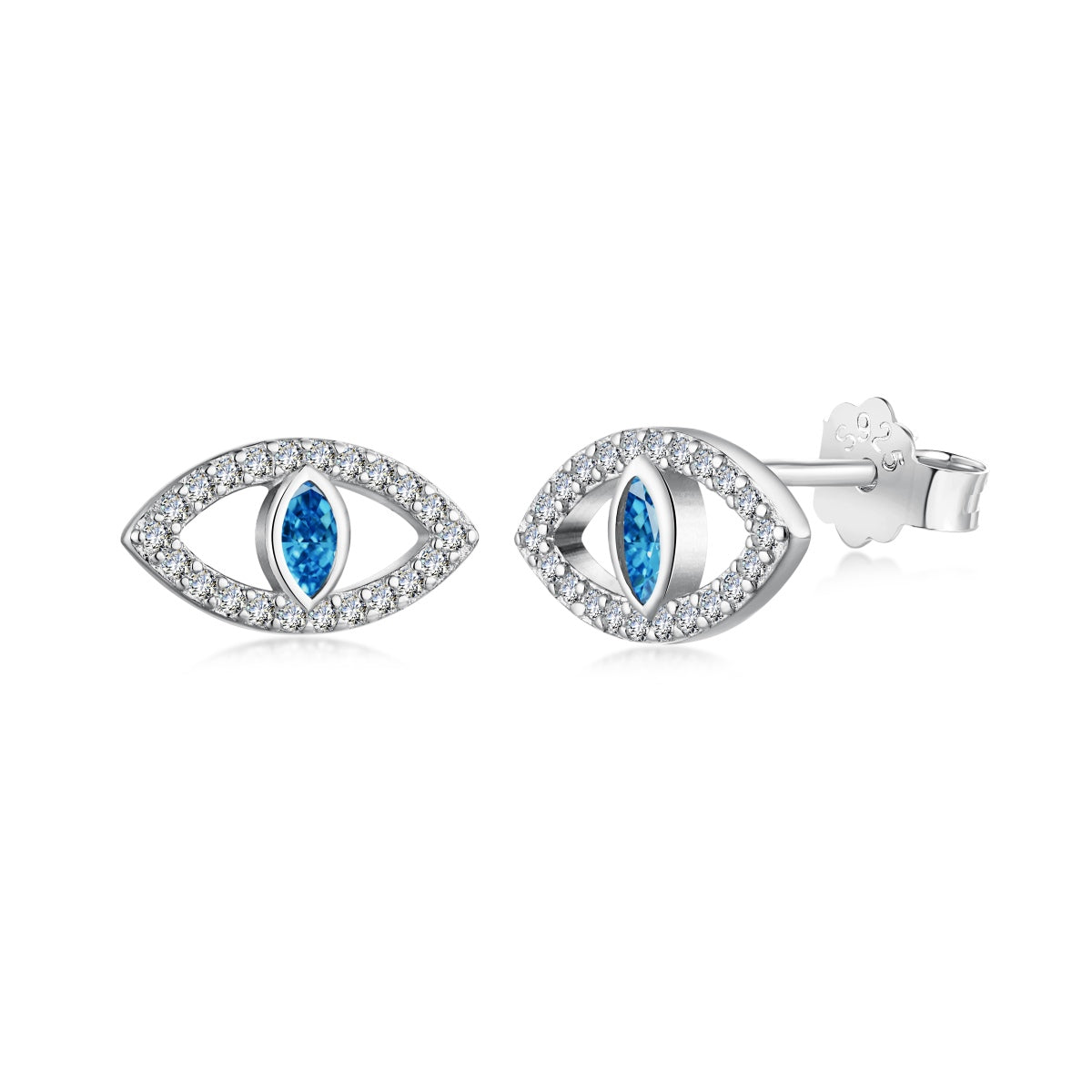 [XXX]Blue Devil Eyes Hollow Stud Earrings