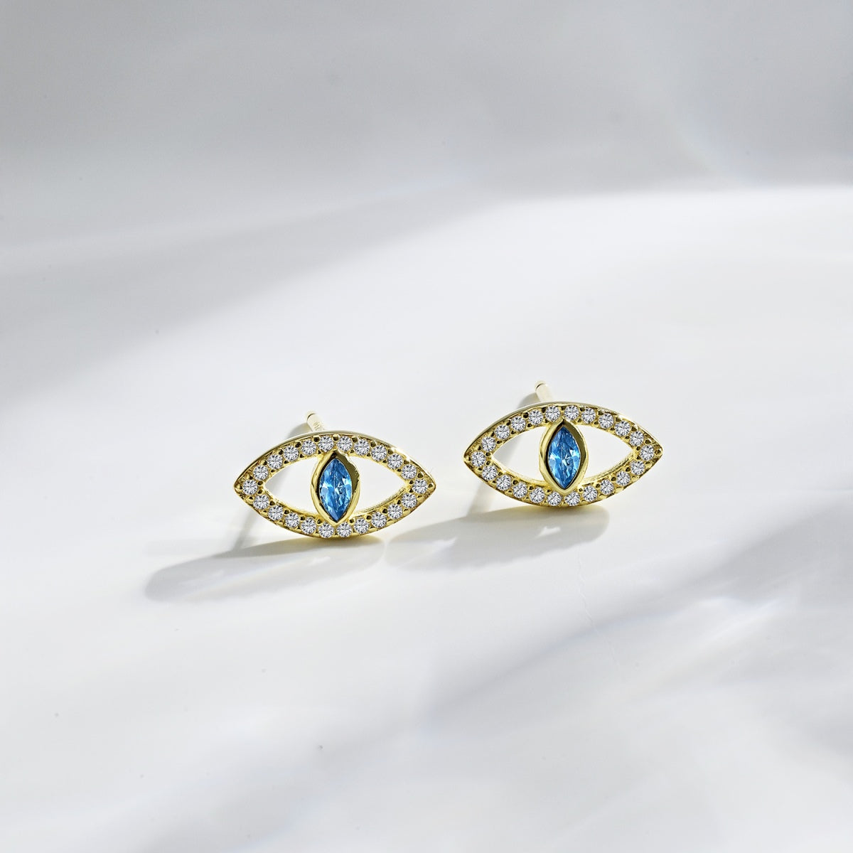 [XXX]Blue Devil Eyes Hollow Stud Earrings