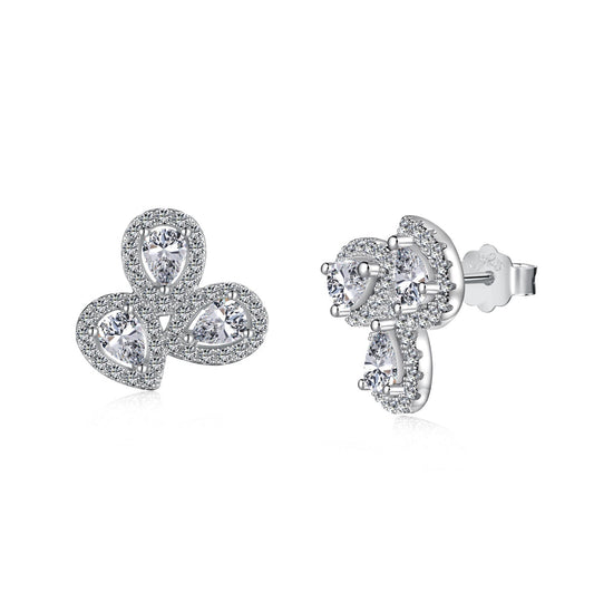 [XXX]Ornate Flower Shape Pear Cut Lover Earrings