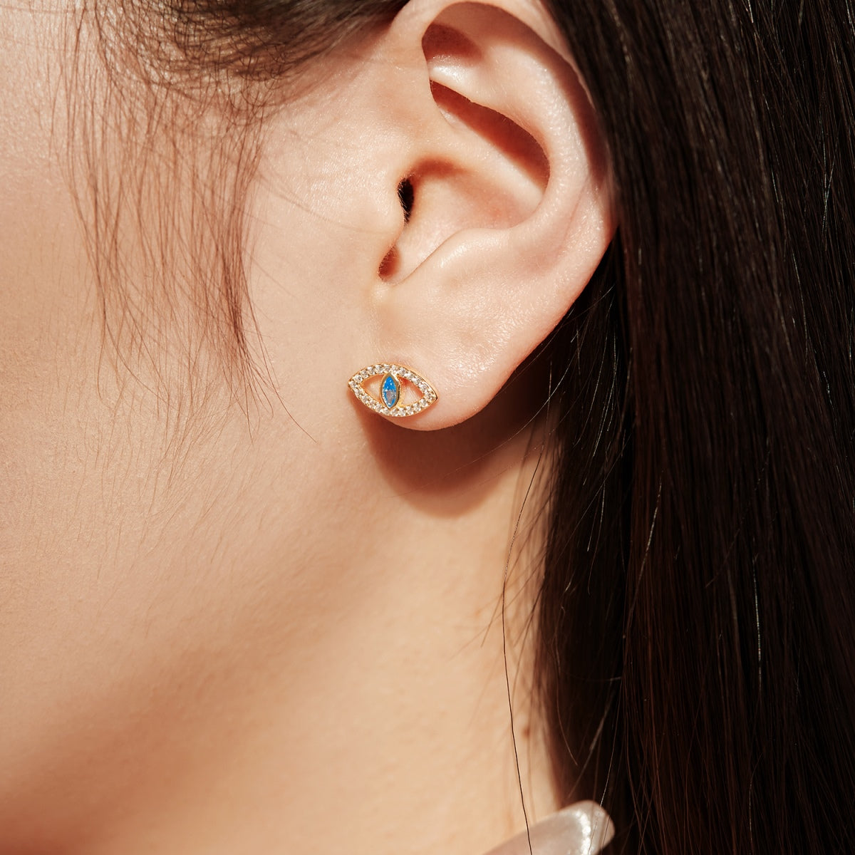 [XXX]Blue Devil Eyes Hollow Stud Earrings