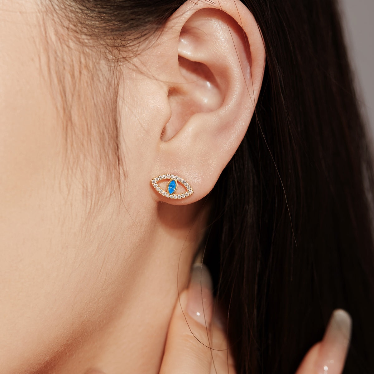 [XXX]Blue Devil Eyes Hollow Stud Earrings