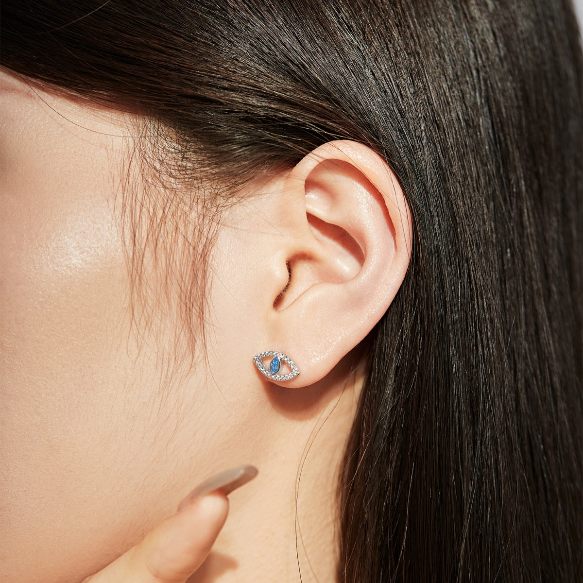 [XXX]Blue Devil Eyes Hollow Stud Earrings