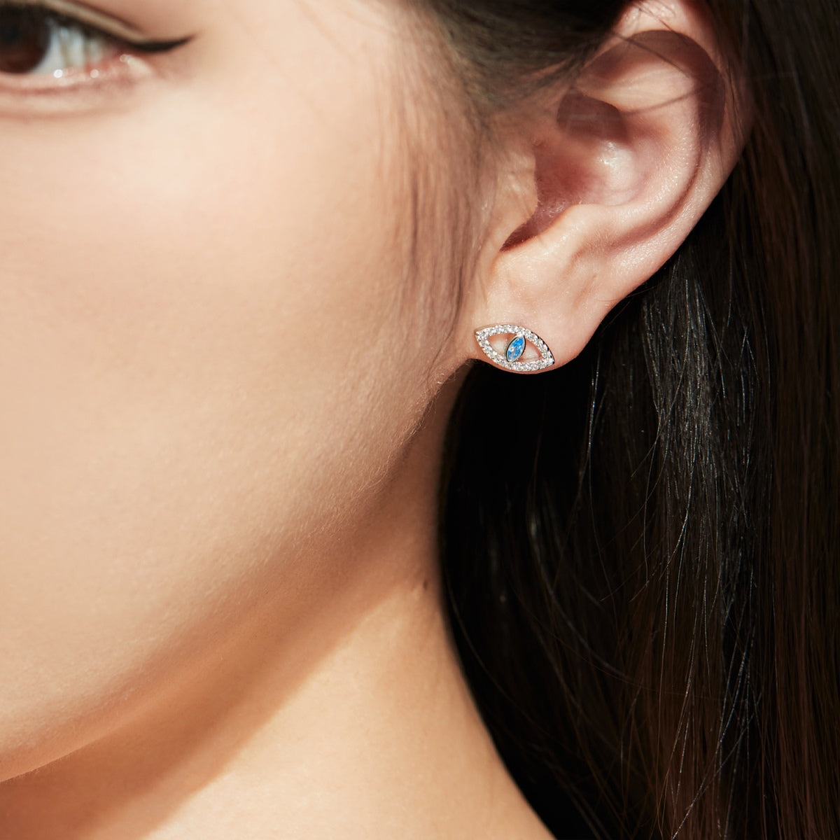 [XXX]Blue Devil Eyes Hollow Stud Earrings