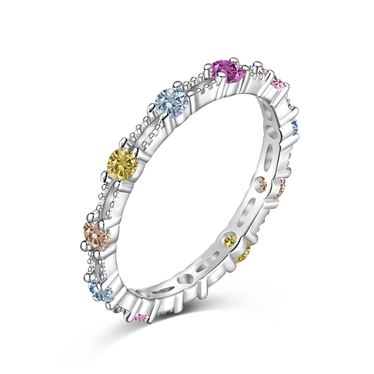 [XXX]Sparkling Colorful Round Cut Tennis Ring