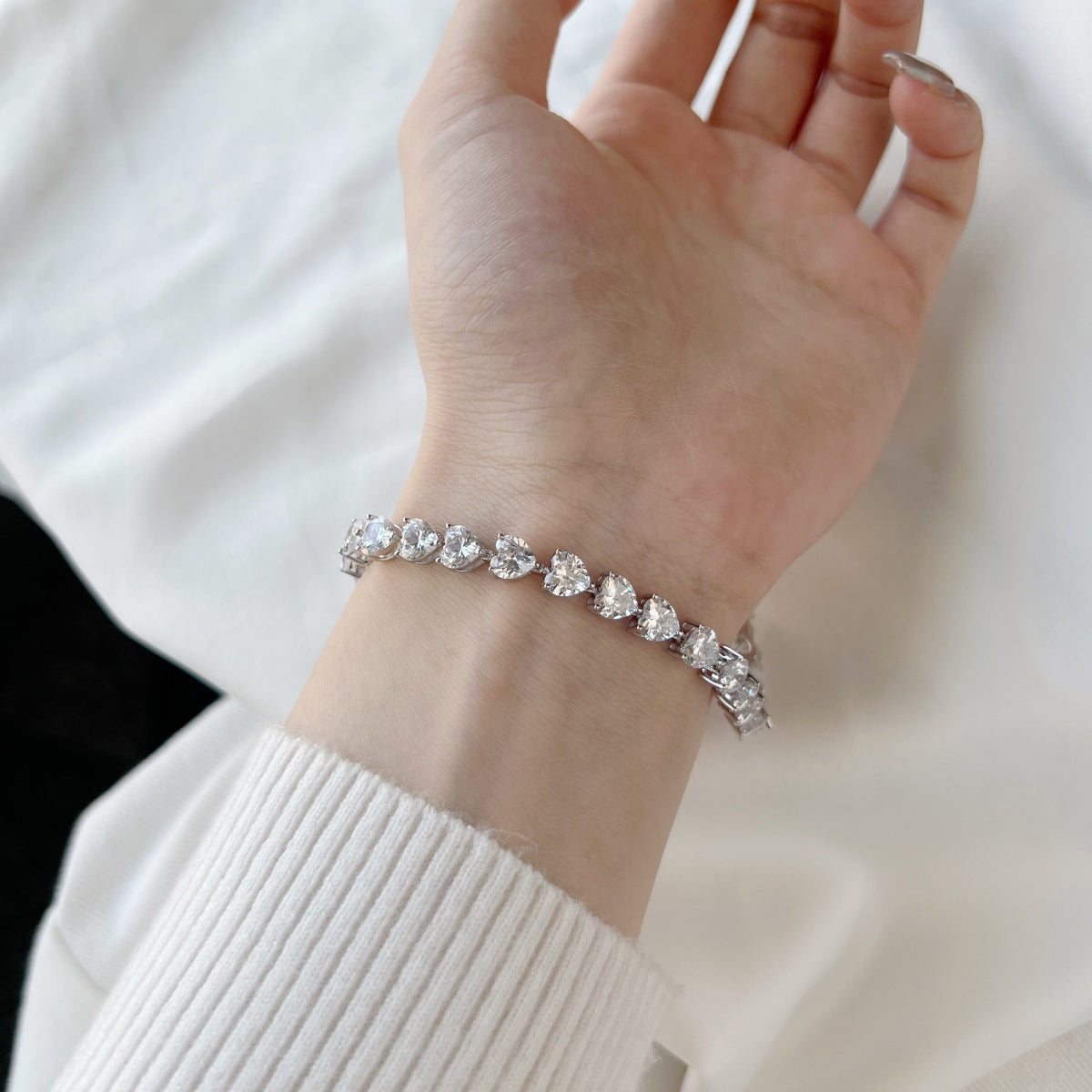 [XXX]0.75 Carat Elegant Romantic Heart Shape Lover Bracelet