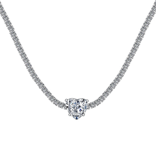 [XXX]2.0 Carat Sparkling Tennis Heart Cut Necklace