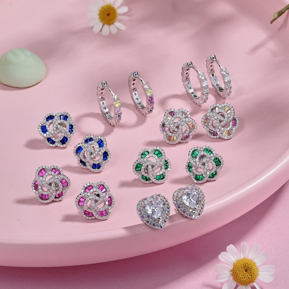 [XXX]Radiant Colorful Round Cut Earrings