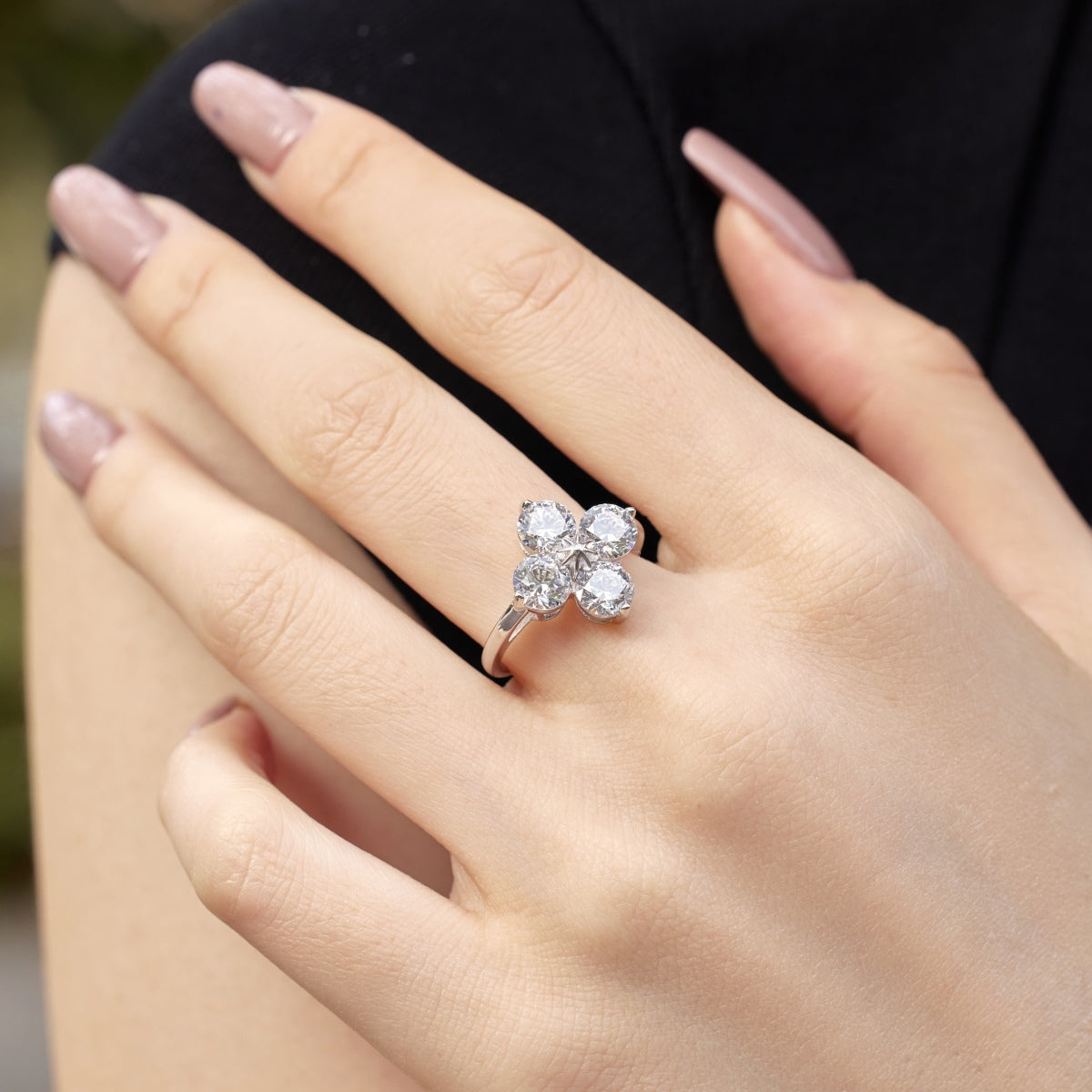 [XXX]Four-Leaf Clover Eight-Pointed Star Ring