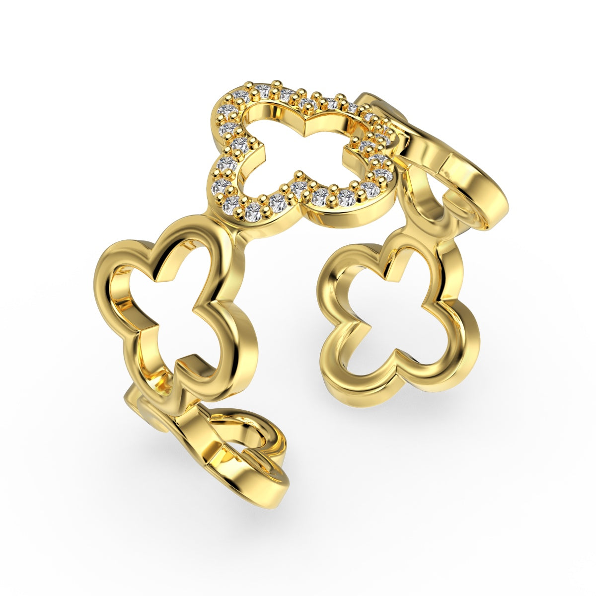 [XXX]Hollow Design Four-Leaf Clover Flower Shape Ring