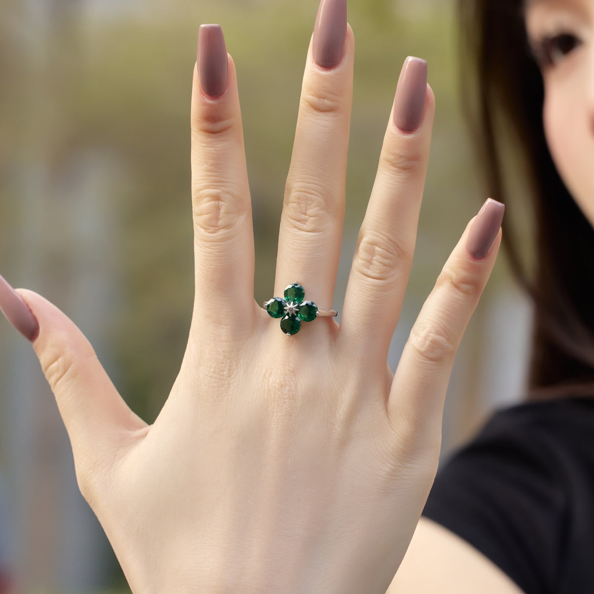 [XXX]Four-Leaf Clover Eight-Pointed Star Ring