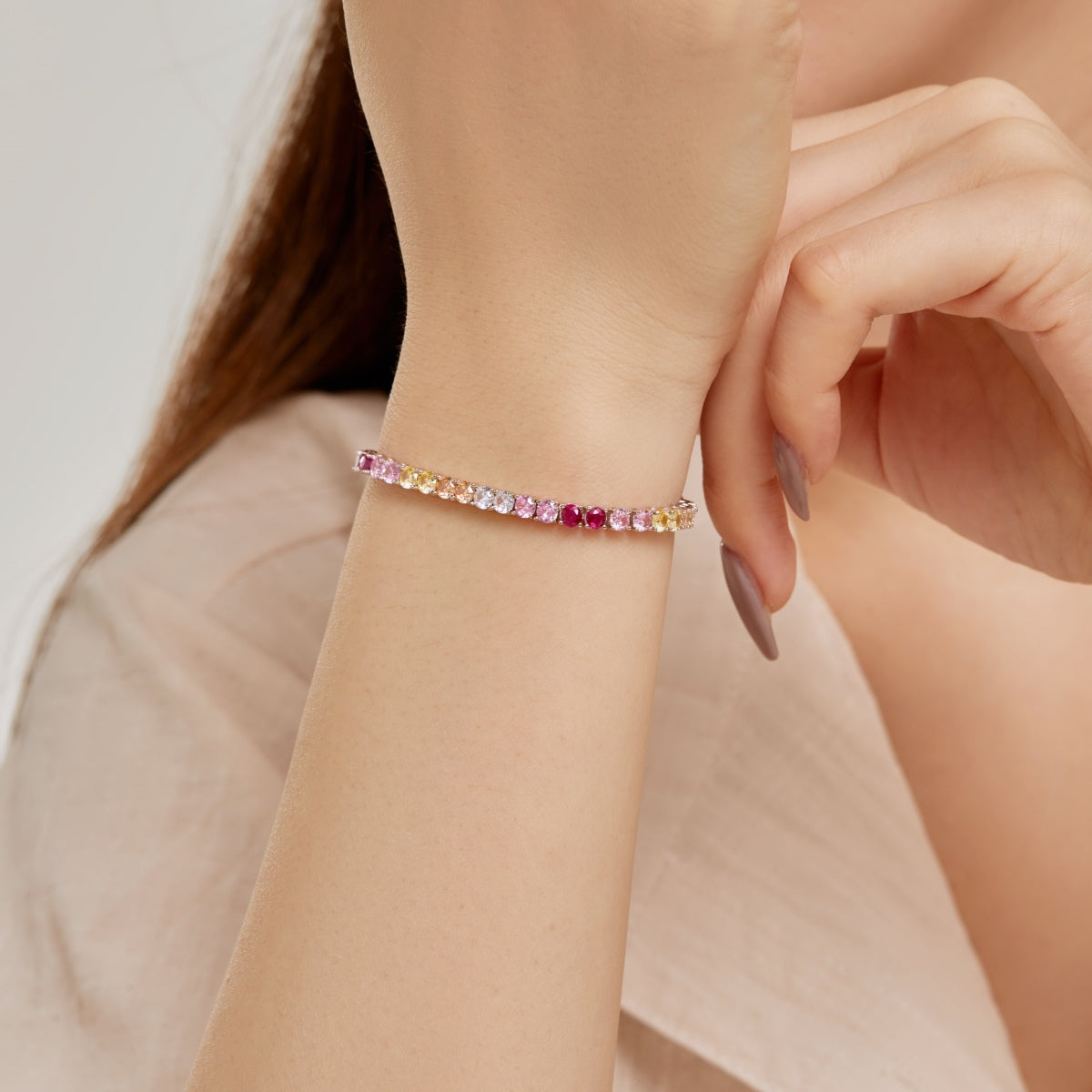 [XXX]Radiant Colorful Round Cut Tennis Bracelet