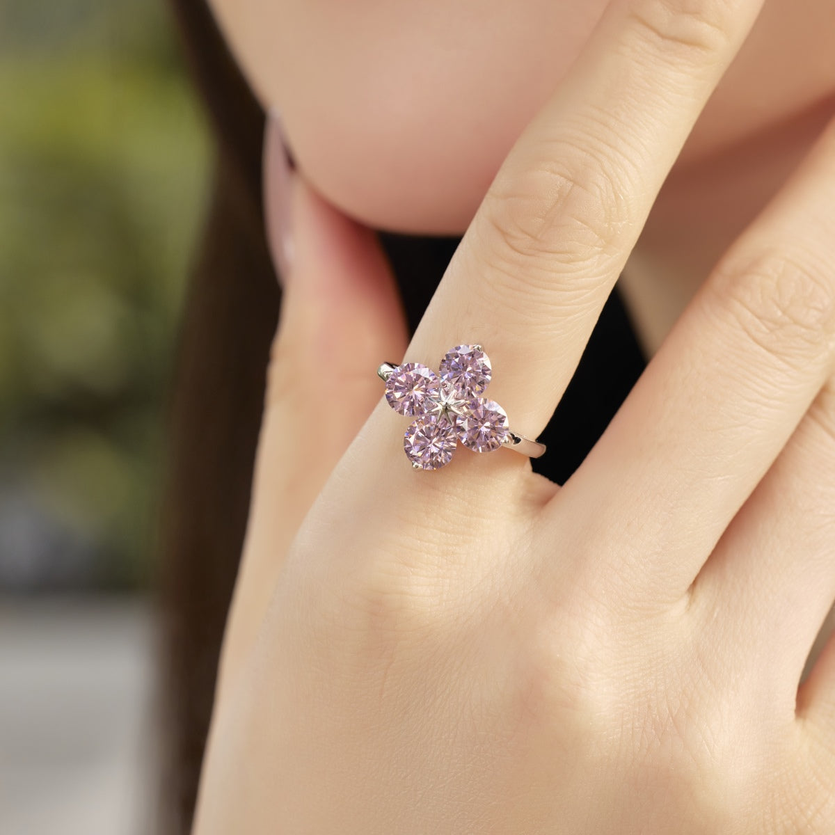 [XXX]Four-Leaf Clover Eight-Pointed Star Ring