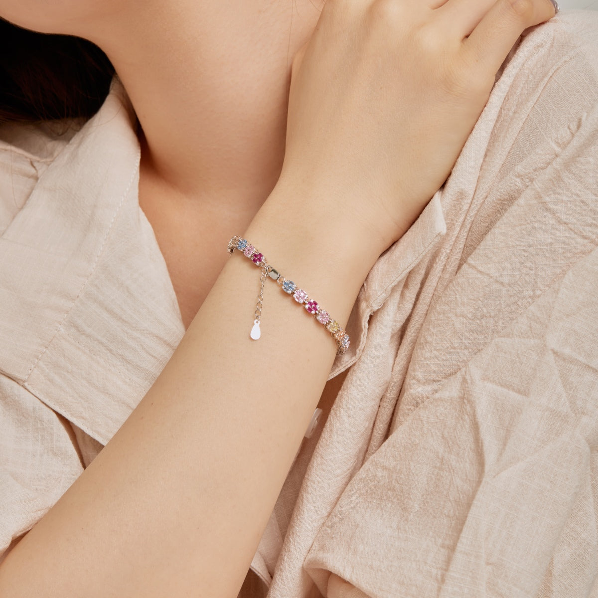 [XXX]Delicate Colorful Emerald Cut Daily Bracelet