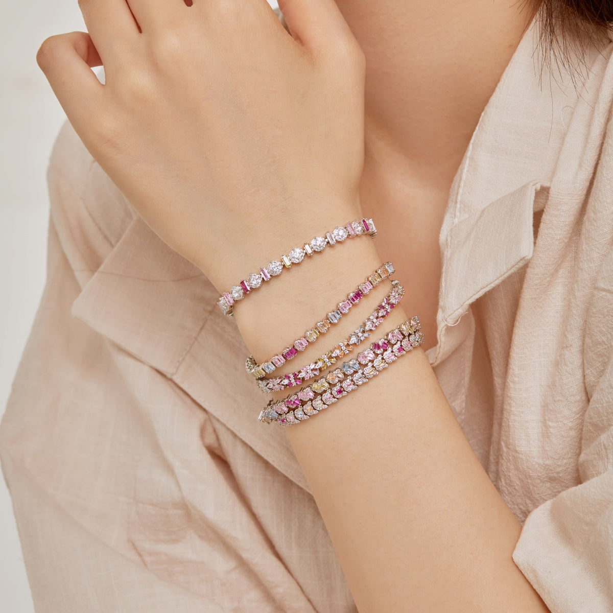 [XXX]Delicate Colorful Multi Cut Daily Bracelet