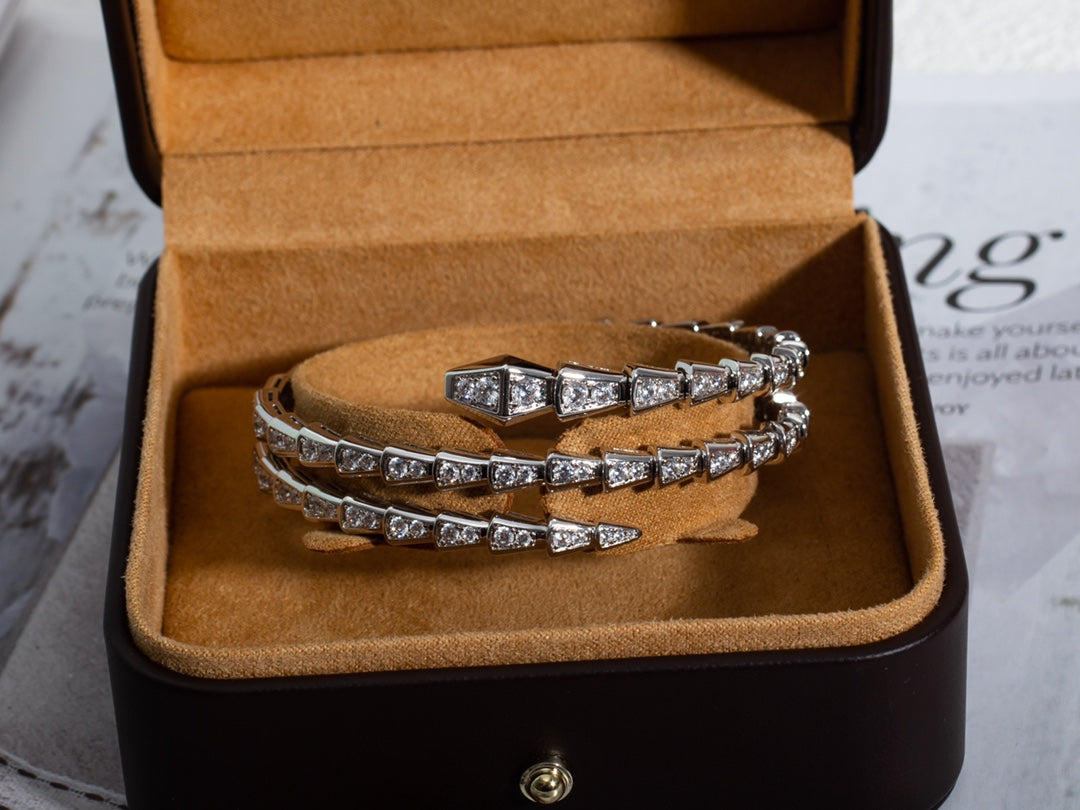 SERPENTI BRACELET SILVER DIAMOND DOUBLE ROW