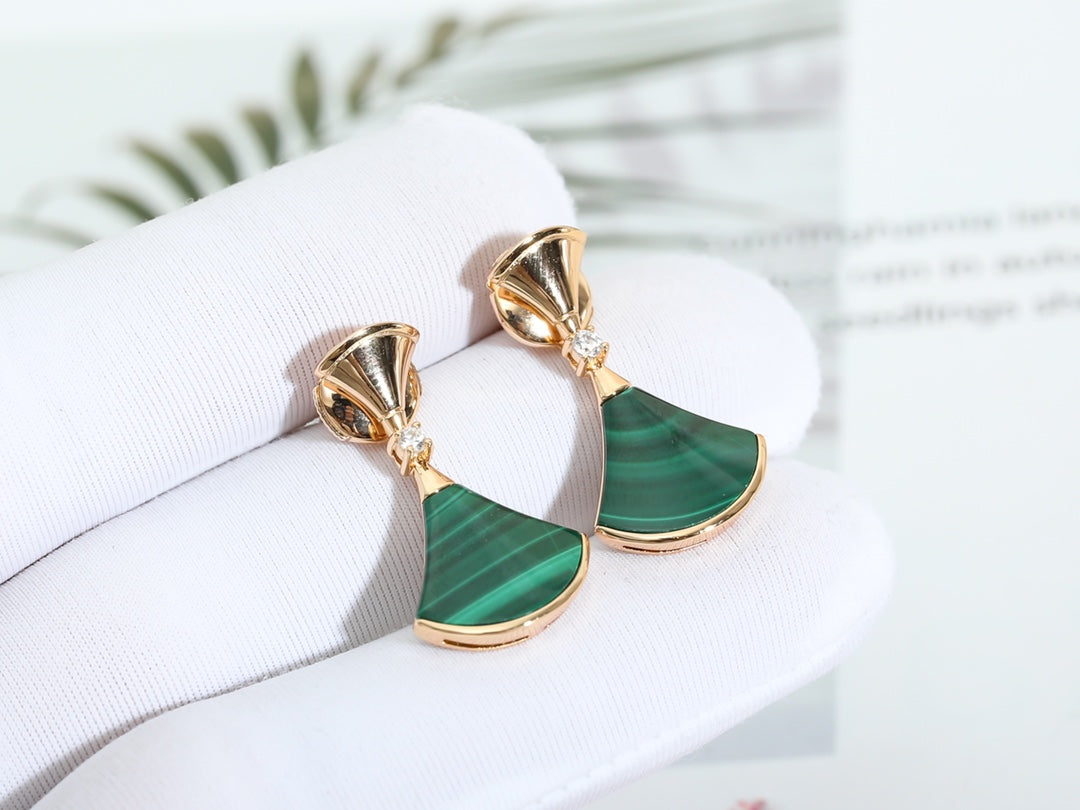 DREAM MALACHITE PINK GOLD EARRINGS