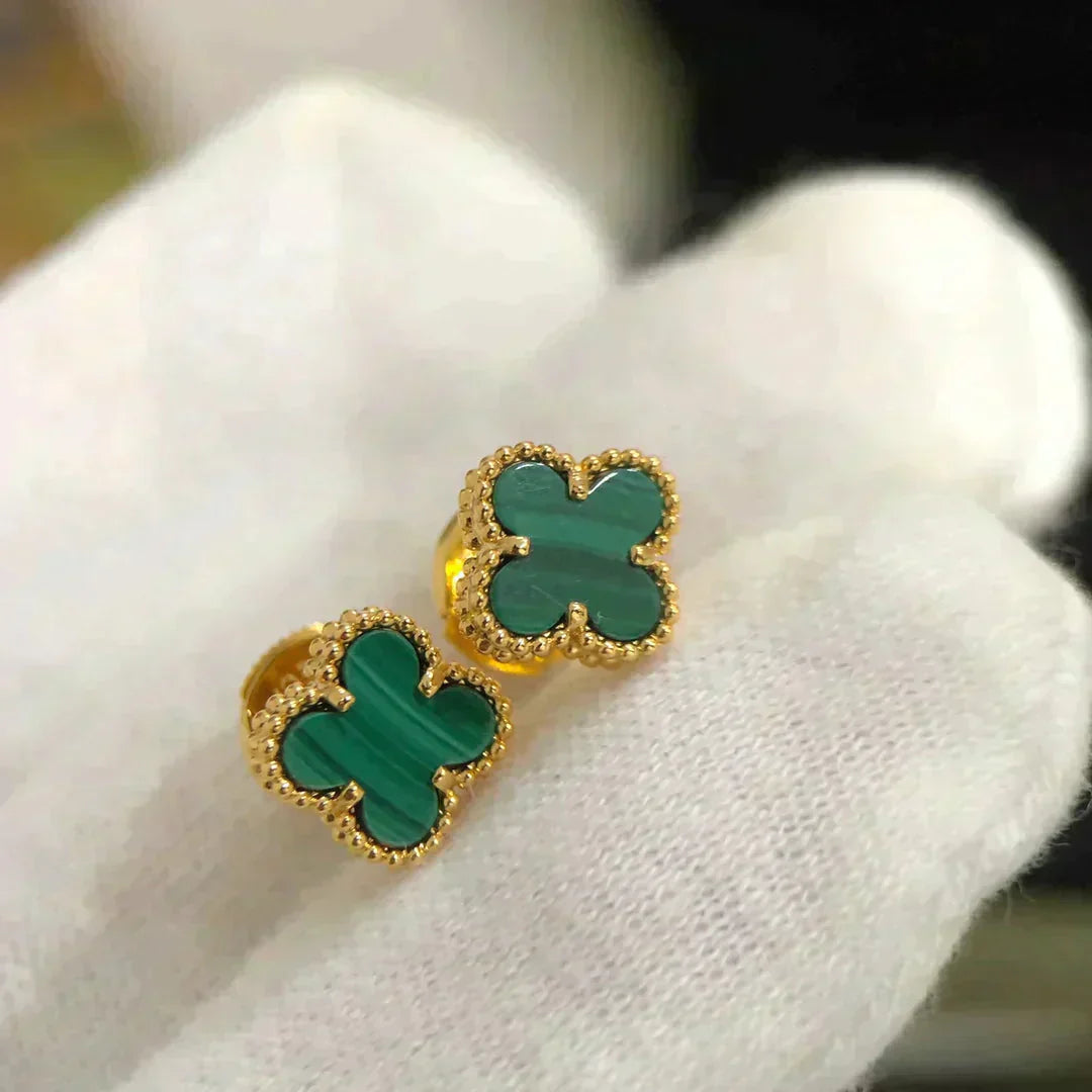 CLOVER MINI 9.5MM MALACHITE  EARRINGS