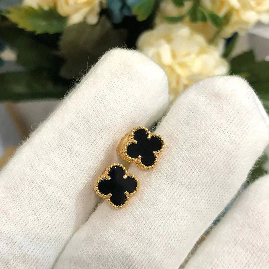 CLOVER MINI 9.5MM BLACK MOP EARRINGS