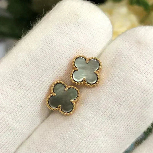 CLOVER MINI 9.5MM GRAY MOP EARRINGS