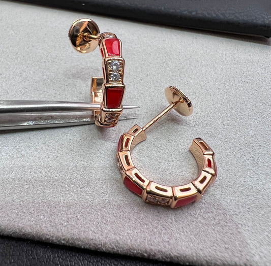 SERPENTI CARNELIAN PINK GOLD EARRINGS