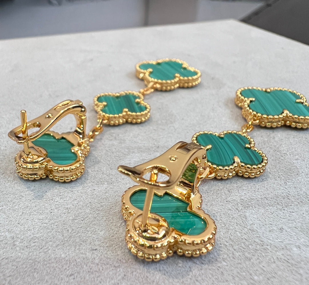 CLOVER MALACHITE 3 MOTIFS GOLD