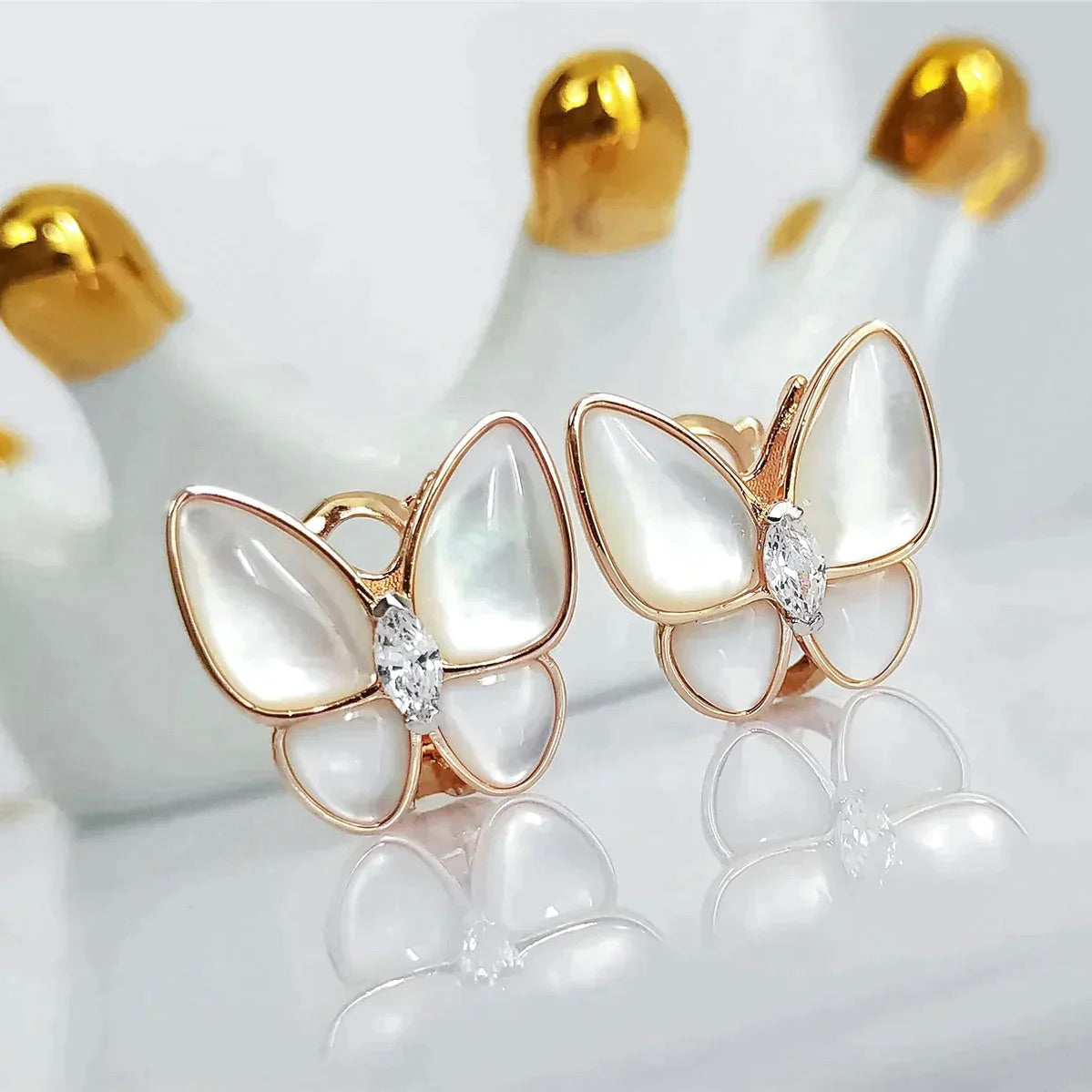 BUTTERFLY MOP DIAMOND EARRINGS