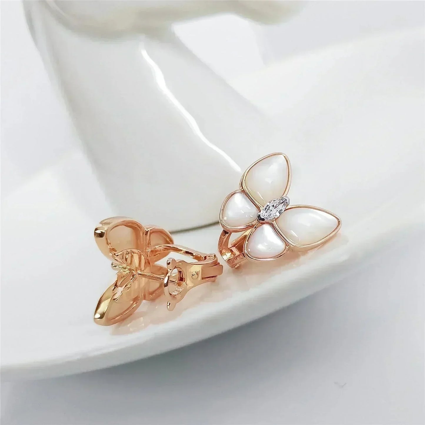 BUTTERFLY MOP DIAMOND EARRINGS