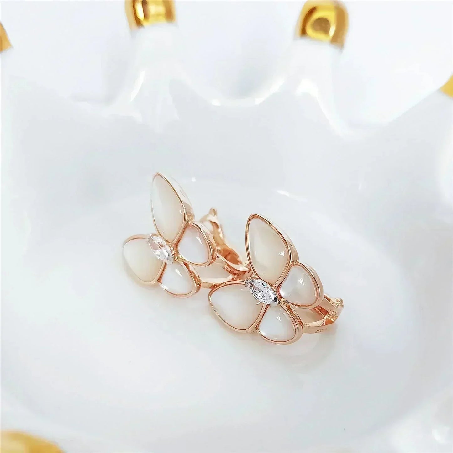 BUTTERFLY MOP DIAMOND EARRINGS