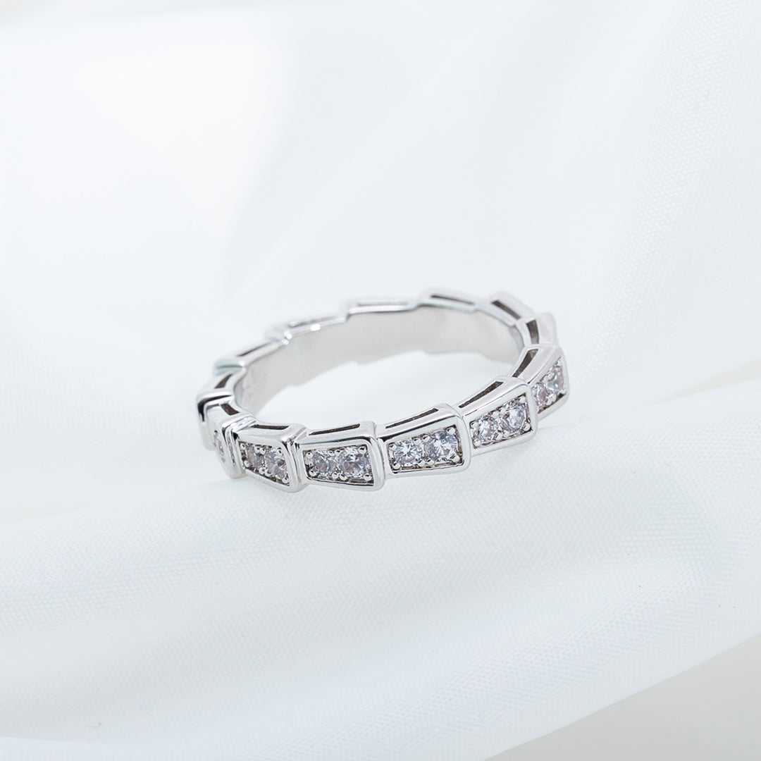 SERPENTI RING SILVER DIAMOND PAVED 3MM