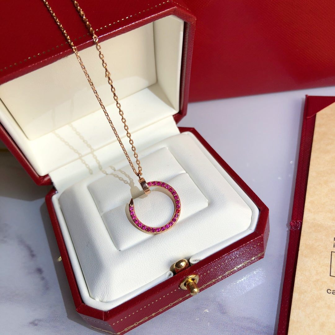 JUSTE NECKLACE PINK GOLD RED DIAMONDS