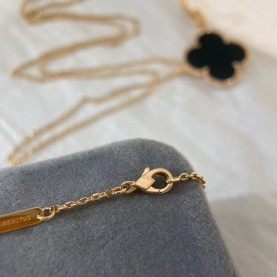 CLOVER 25MM NECKLACE GOLD ONYX